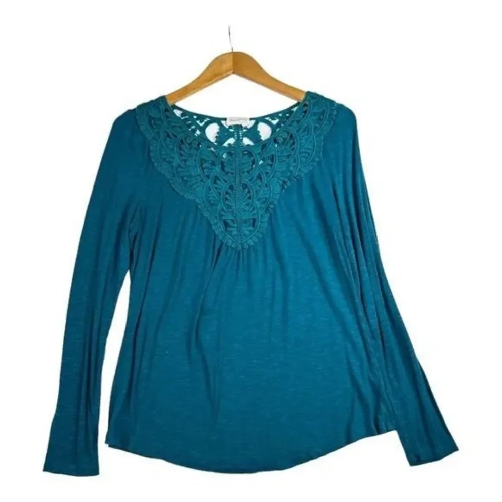 Anthropologie‎ Meadow Rue Blue Green Blouse Size Medium
